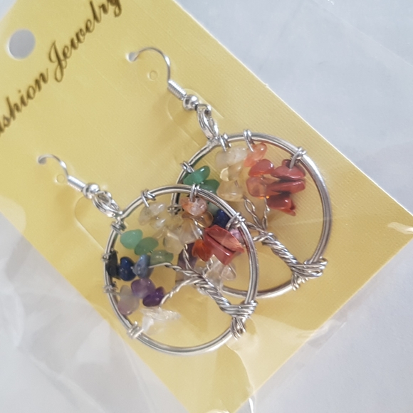 2/25$ Drop Earrings Tree of Life 7 Chakras Naturel Gemstones - Picture 10 of 12
